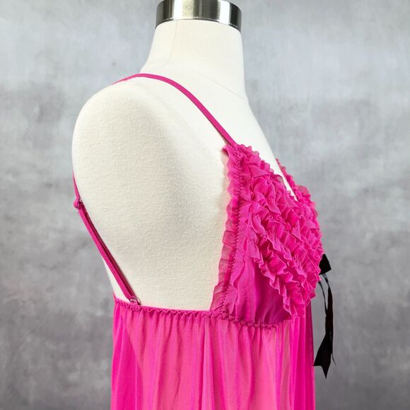 Babydoll Chemise Slip Dress Womens S/M Ruffled Coquette‎ Lingerie Boudoir Dainty - Picture 6 of 6